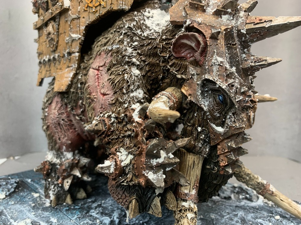 Pro-painted Warhammer Mammoth Medieval Resin Model for Army & Miniature Games