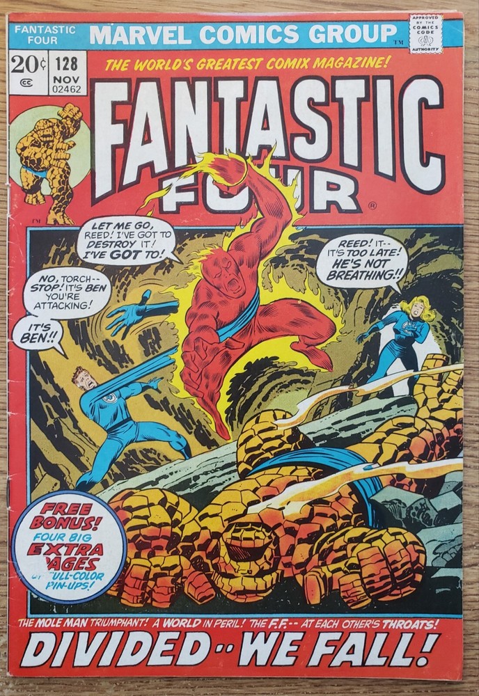 Fantastic Four #128 VF 7.0  Death in a Dark And Lonely Place!  published in 1972