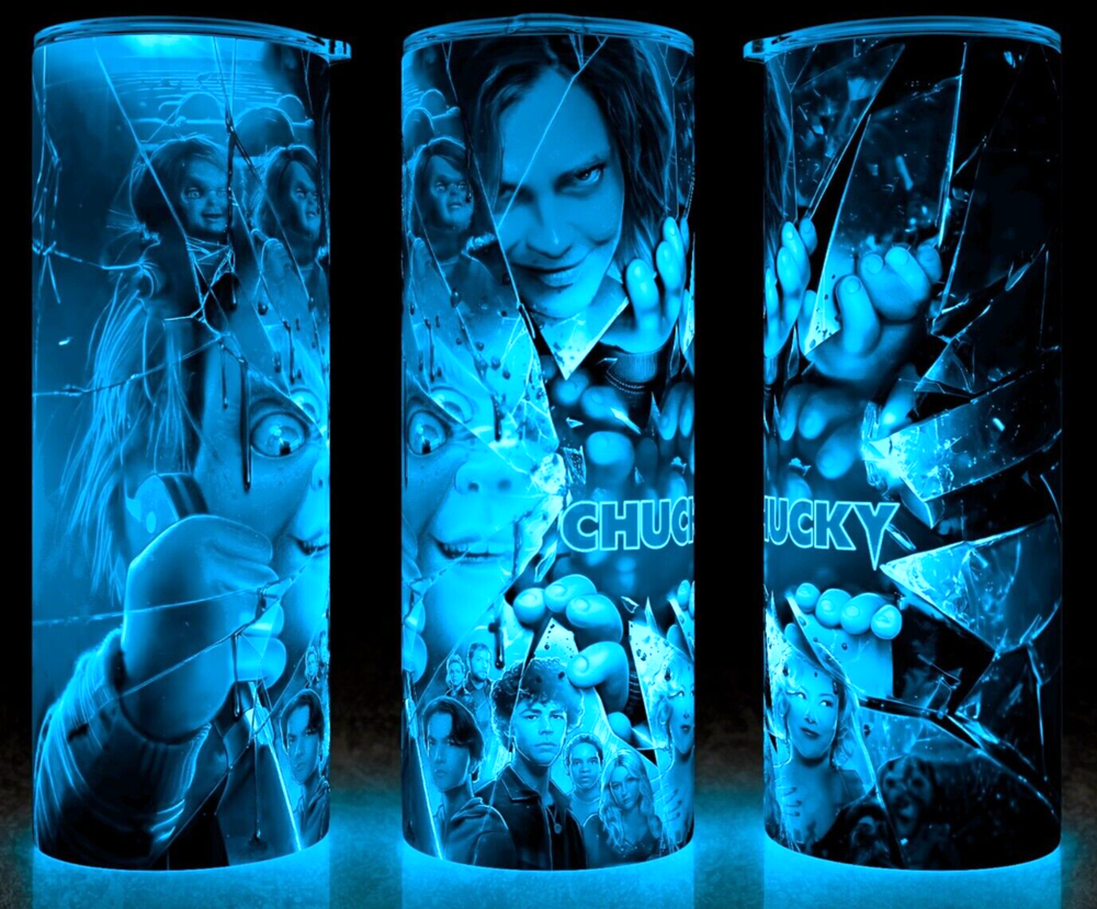 Glow in the Dark Chucky Shattering Glass Horror Halloween Killer Cup Mug Tumbler