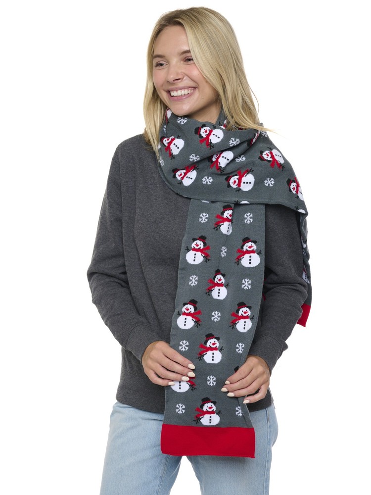 Cozy Fair Isle Snowman Scarf for Men and Women - Double-Sided 70