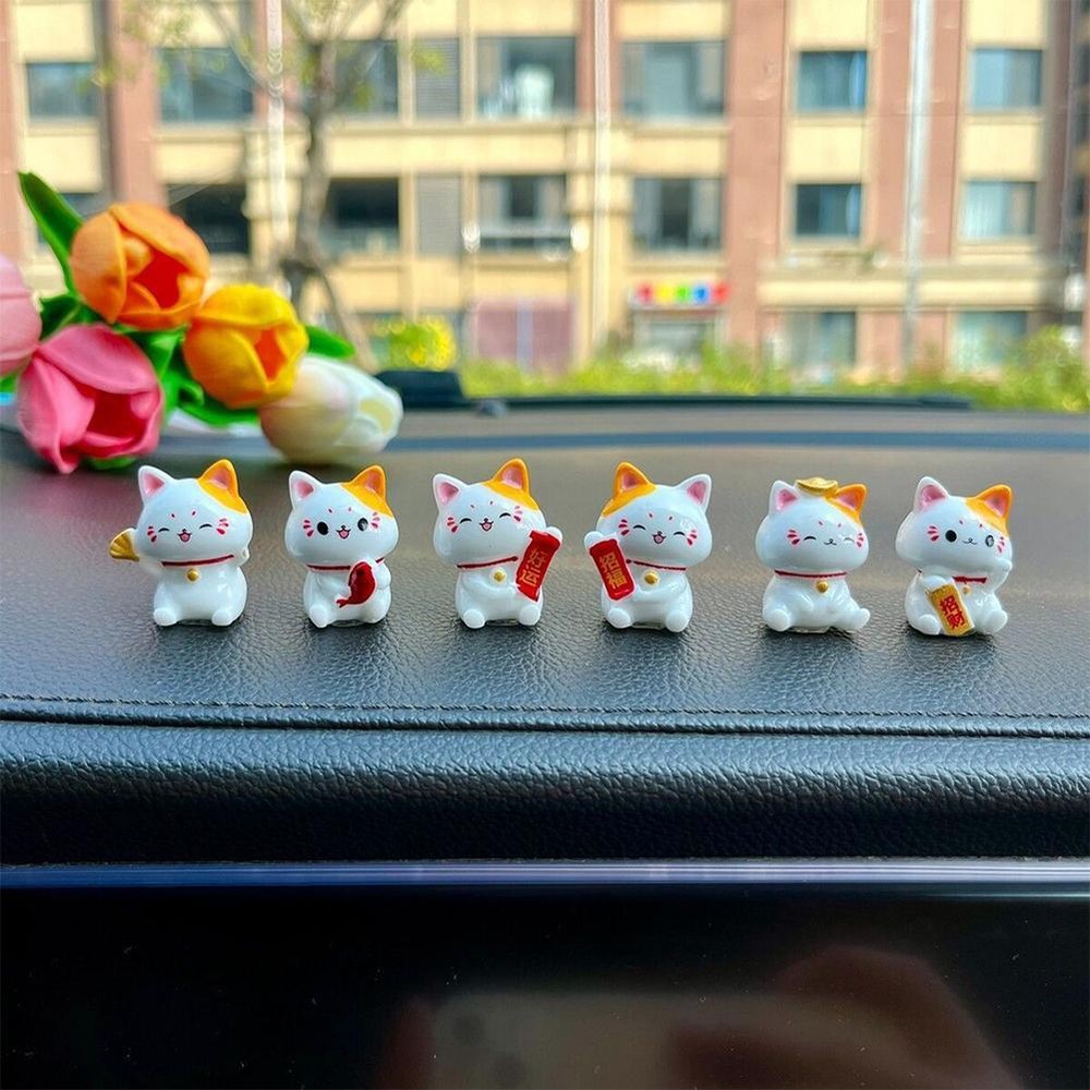 Lucky Cat Desktop Ornament Car Decoration Spring Festival Home Decorations GXM