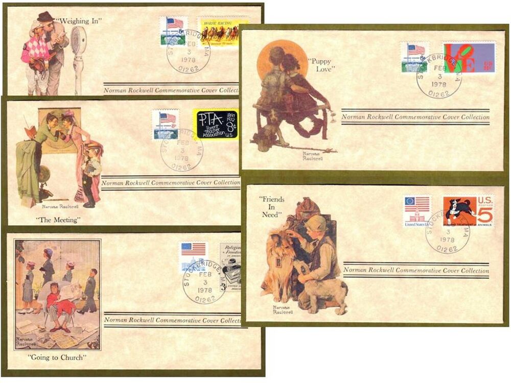 5 Norman Rockwell Commemorative First Day Cover Collection 1978 Envelopes Unadd