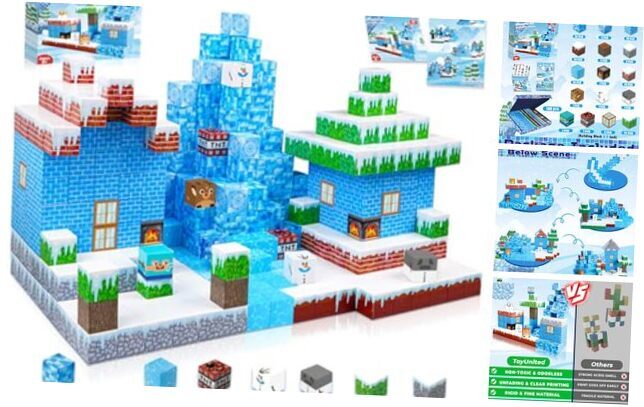 100PCS Magnetic Building Blocks STEM Castle Glacier Set for Kids