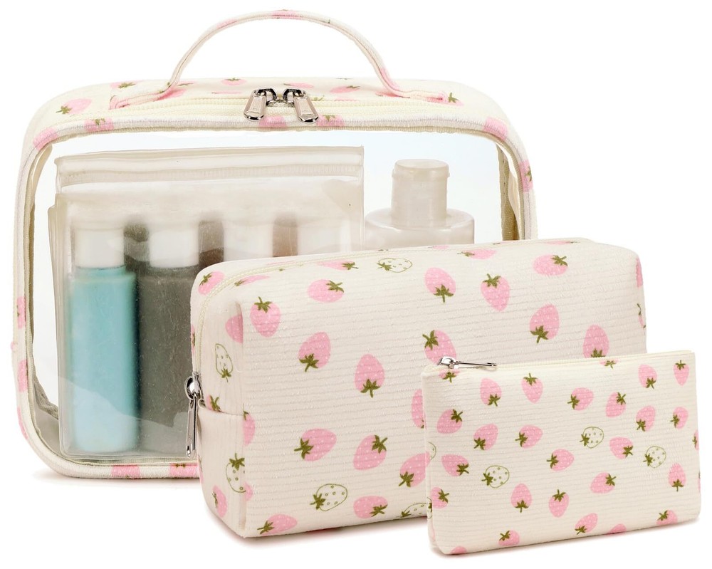 3pcs Clear Travel Makeup Toiletry Bags for Women Cosmetic Packing Cubes