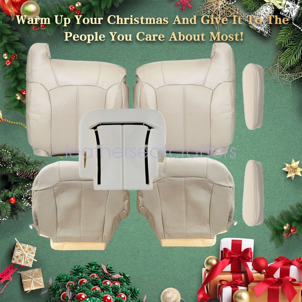 2002 Cadillac Escalade Front Leather Seat Cover with Foam Cushion in Light Tan