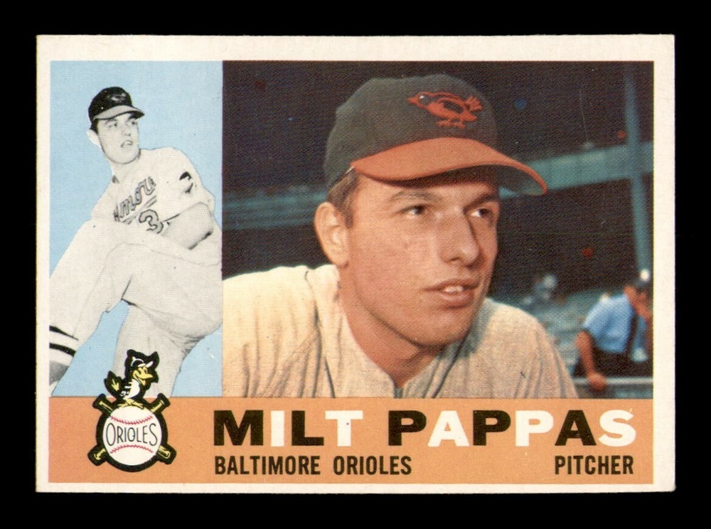 1960 Topps Baseball Card Milt Pappas NM Condition OBGcards Set Break #12
