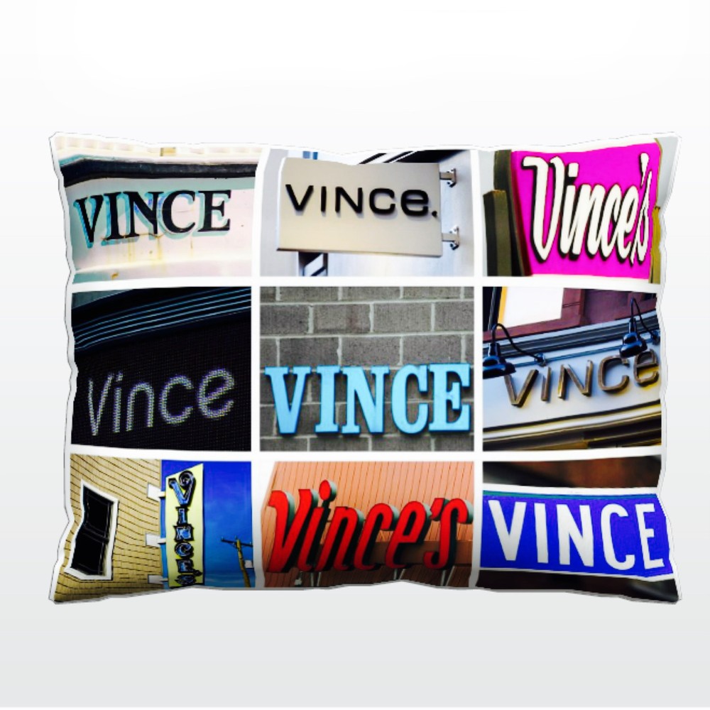 Custom VINCE Name Pillow with Real Sign Photos-image