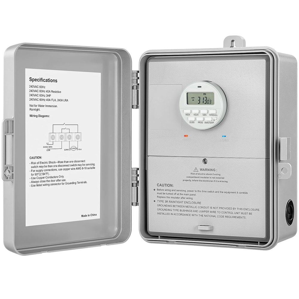 40A 240V Digital Pool Pump Timer with 7-Day Programmable Settings-image