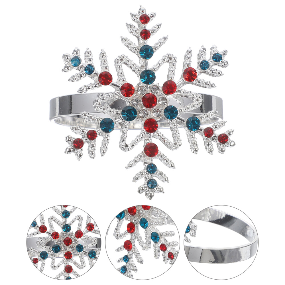 2 Pcs Snow Rhinestone Napkin Rings Holiday Reception Decoration