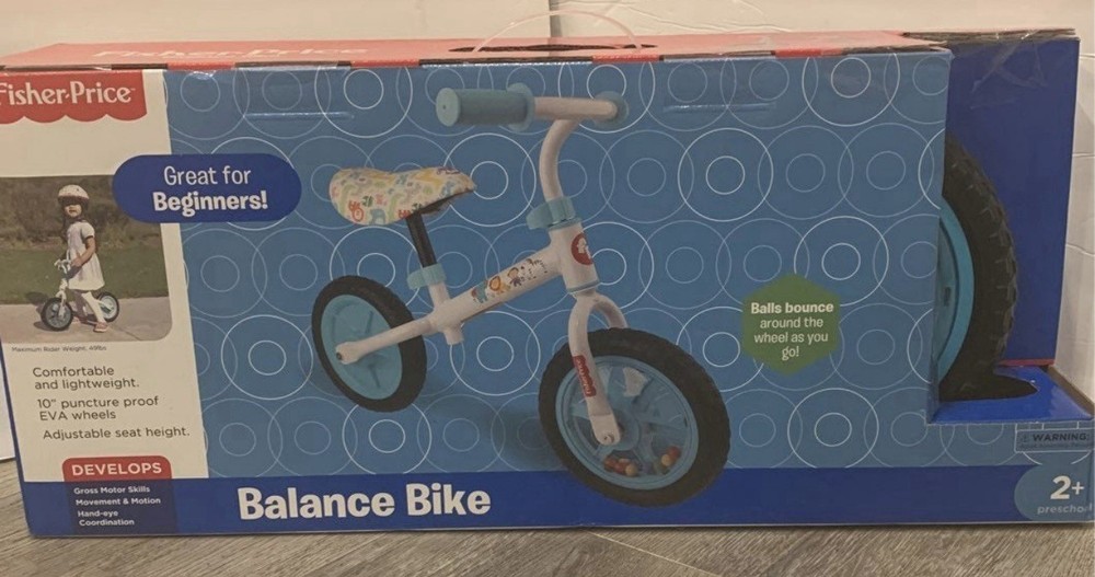 Fisher Price Lightweight Balance Bike with Adjustable Seat and 10-Inch Puncture-Proof Wheels