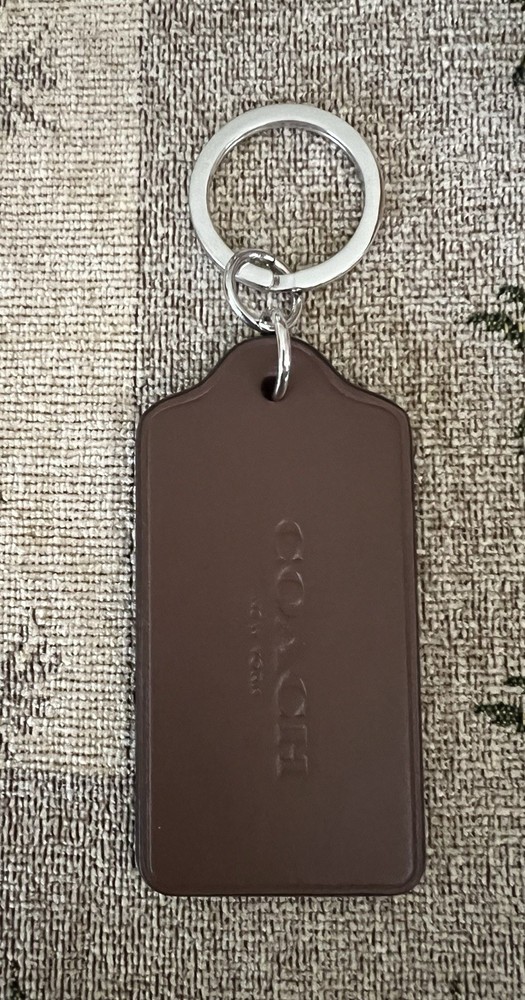 Genuine Coach 3.5 Inch Saddle Leather Keychain Fob Silver No Tags