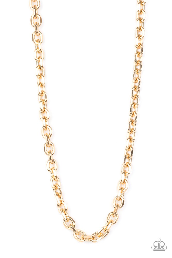 Steel Trap - Goldtone - Paparazzi Accessories Men's Necklace