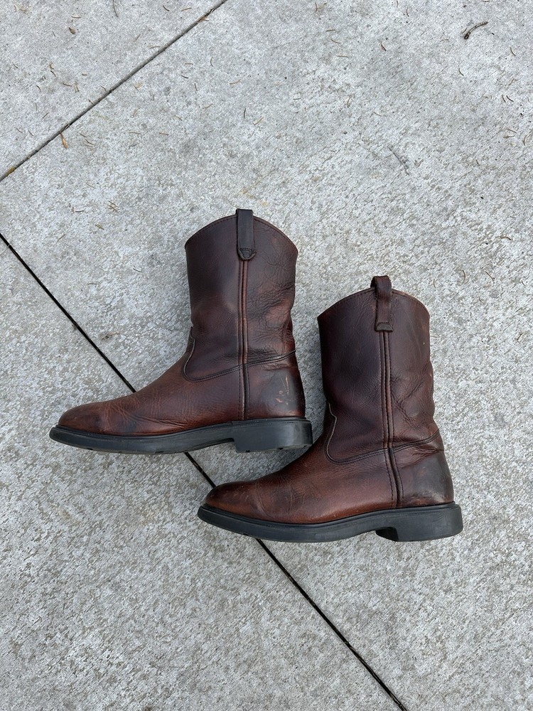 Vintage Red Wing Brown Leather Pull On Work Boots 593 Made in USA Men's 12 D