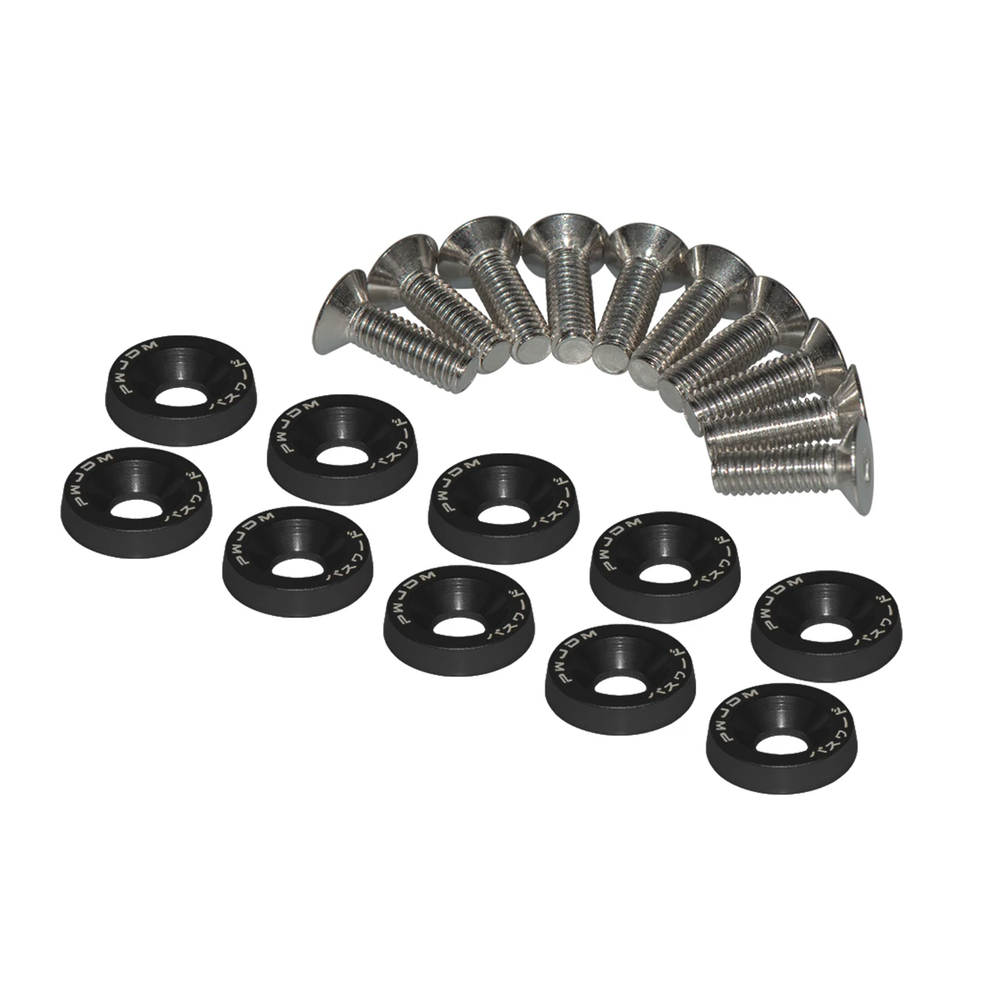 Black JDM Engine Bay Dress Up Kit with 20 M6 Bolts and Fender Washers-image