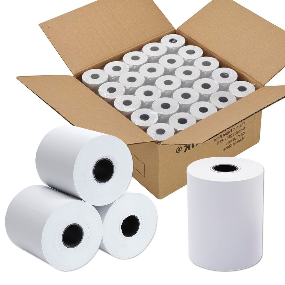 2.25 x 50 ft Thermal Receipt Paper Rolls for POS & Cash Registers  