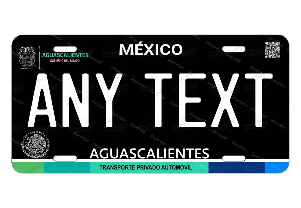 Custom Aguascalientes Mexico 17 Black Metal License Plate for Auto ATV Bike-image