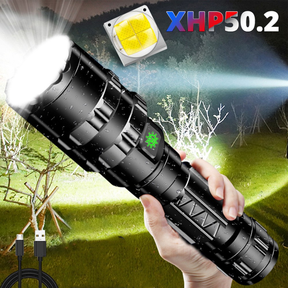 Super-Bright Flashlight LED Tactical Torch USB Rechargeble Battery Work Light