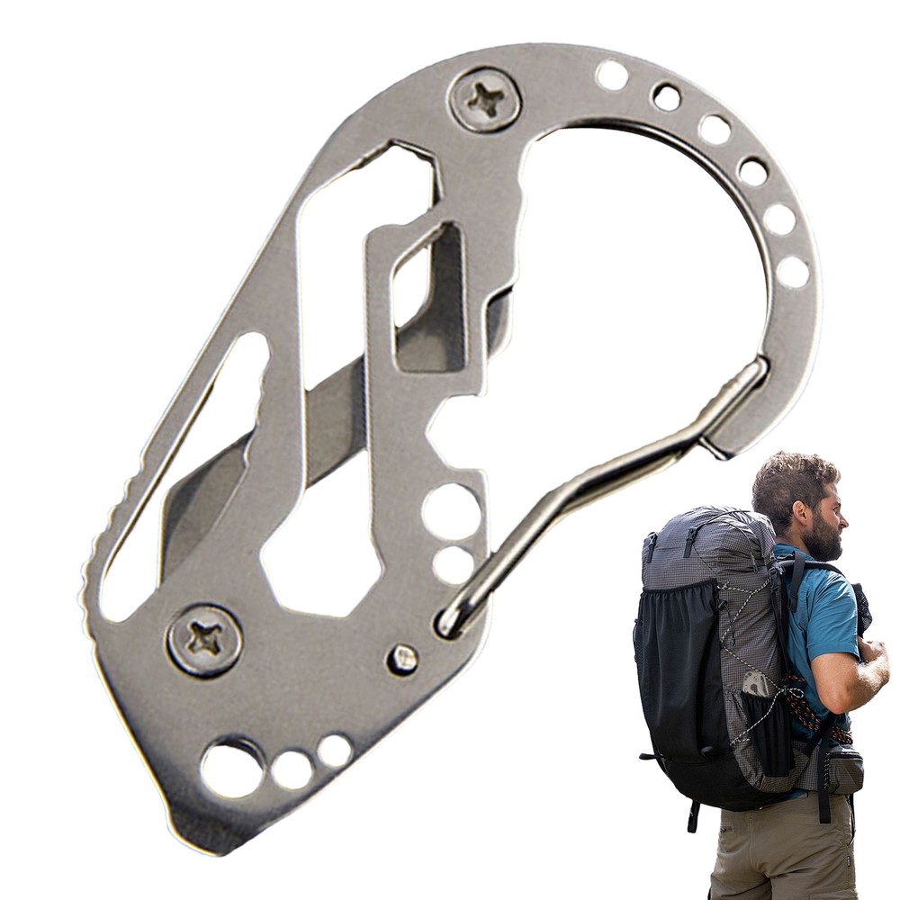 Stainless Steel Multi Tool Keychain with Opener and Carabiner Holder