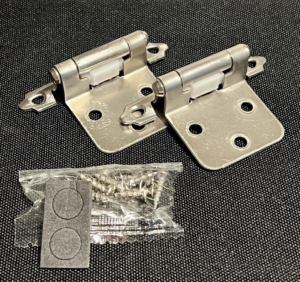Self Closing Cabinet Hinges Satin Nickel, Lot of 17 Pair  Variable Overlay Flush