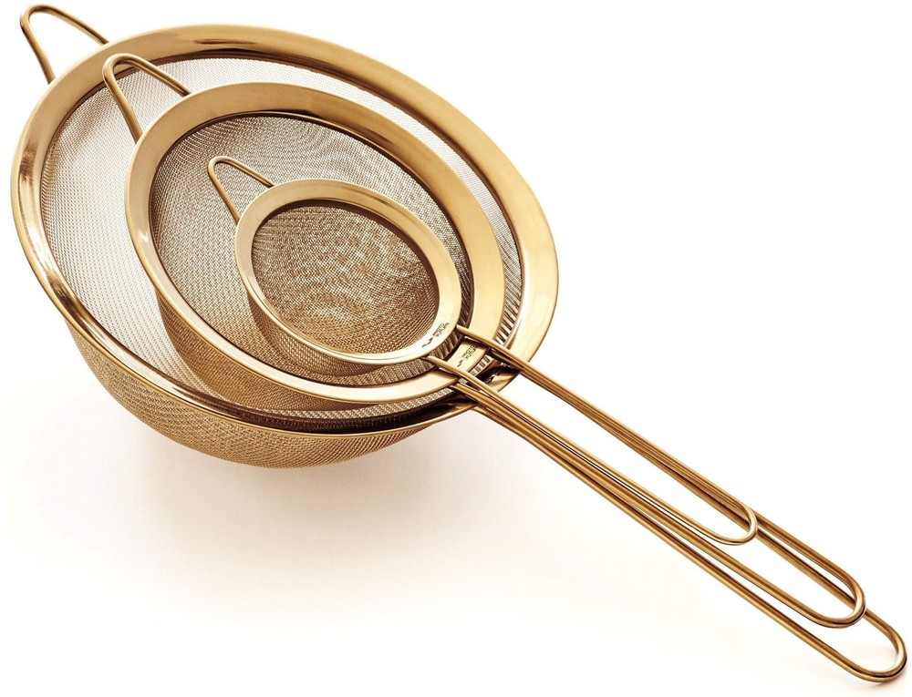Strainer Set Fine Mesh – Premium 304 Stainless Steel (18/8) – 3.3″, 5.5″ and ...