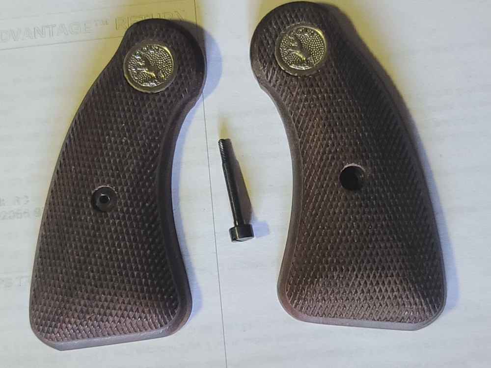 colt police positive checker walnut service grips, excellent original condition