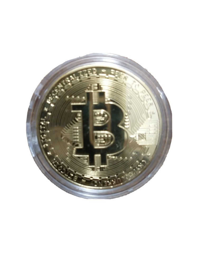 Bitcoin Gold Plated Physical Bitcoin BTC Cryptocurrency Collectible Coin in Case-image