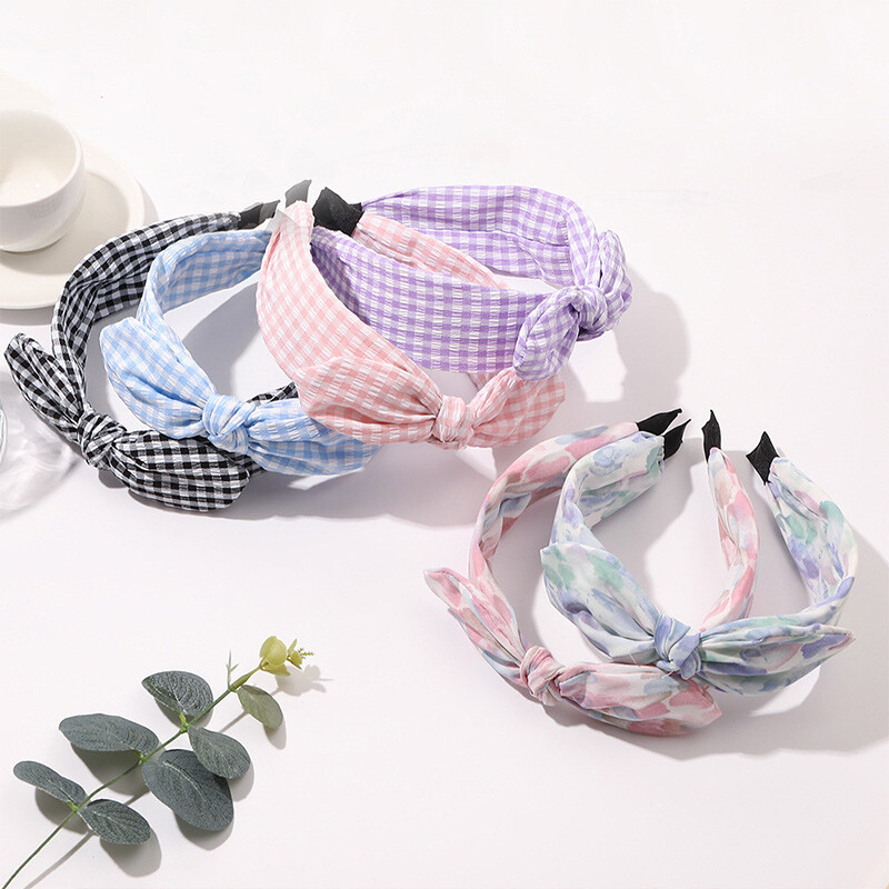 Dot Print Hair Band Rabbit Ear Knotted Headband For Women Bohemia Headdre