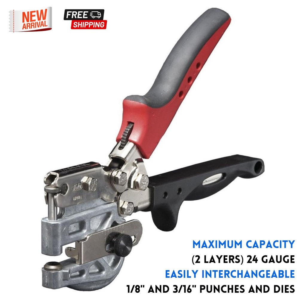 Heavy Duty Hand Hole Punch for Sheet Metal Vinyl Plastic HVAC Work Fast Riveting