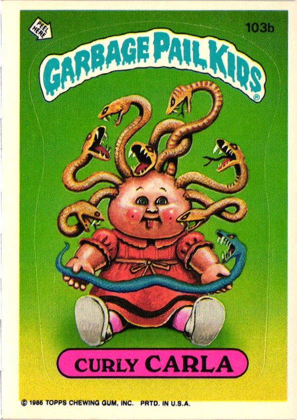 1986 Topps Garbage Pail Kids Sticker Card 103B Curly Carla