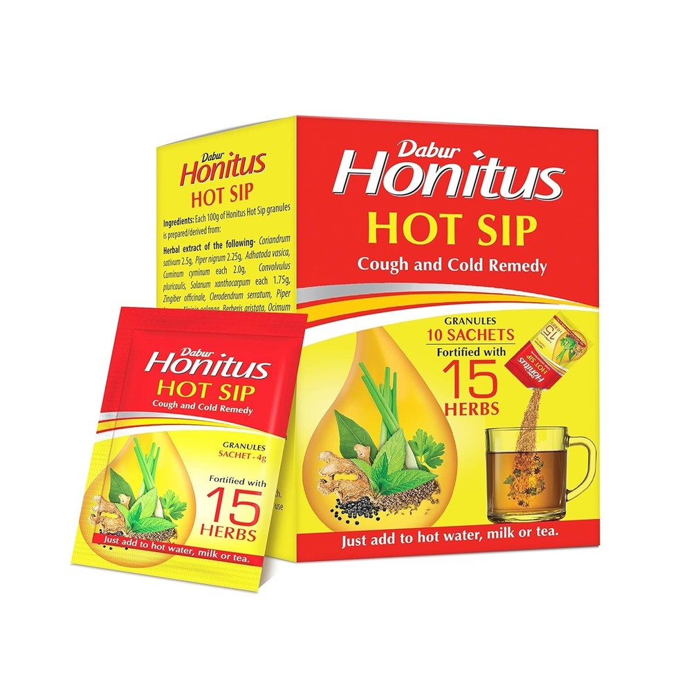 Dabur Honitus Hot Sip Ayurvedic Kadha with 15 Herbs, Pack of 30 Sachets (4gx30) for Immune Support