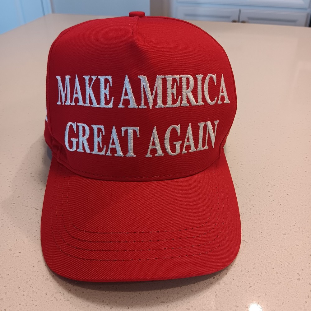 Authentic Cali-Fame MAGA 45-47 Trump Red Made In USA Trucker Hat Adjustable