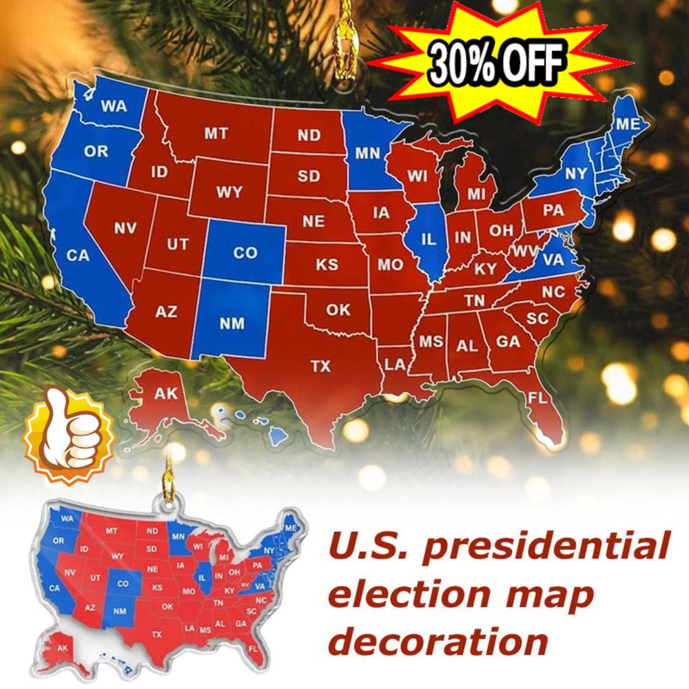 Election Result Map-US Election won get over it 2024 Christmas ornament!