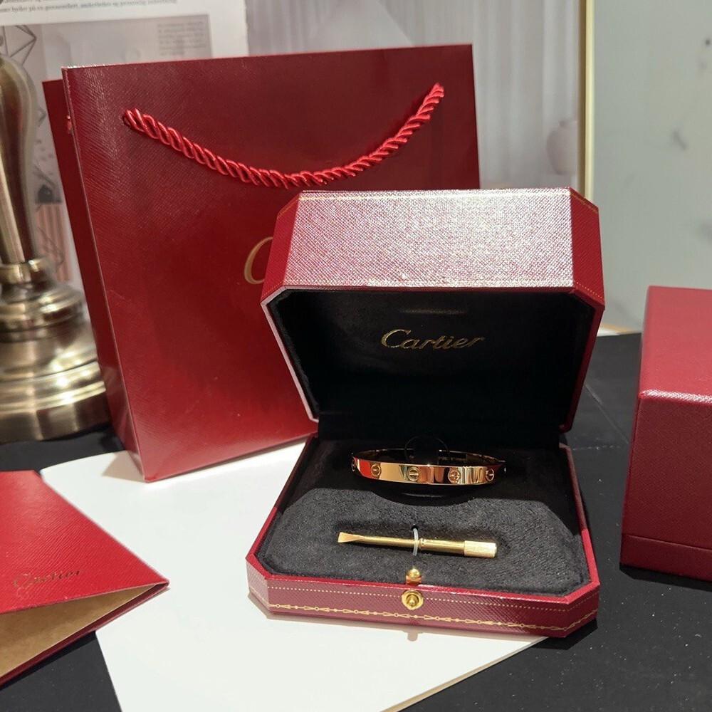 Любовь браслет 6,1 мм, классический любовь браслет 18K розовое золото покрытием, размер 16-21