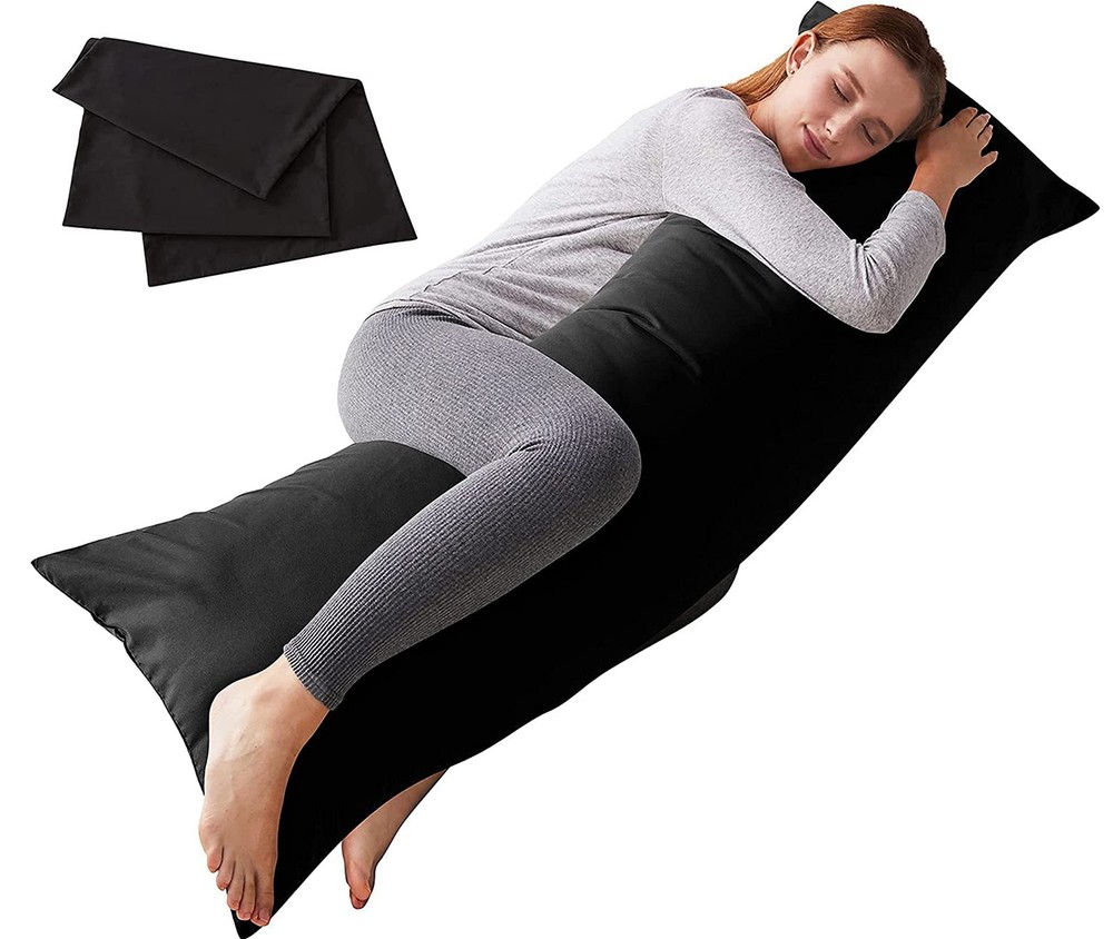 Soft Long Body Pillow with Breathable Fabric for Adults - Includes Pillowcase