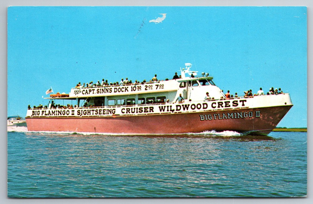 Sightseeing Cruise Big Flamingo II Wildwood Crest NJ C1975 Postcard AA23