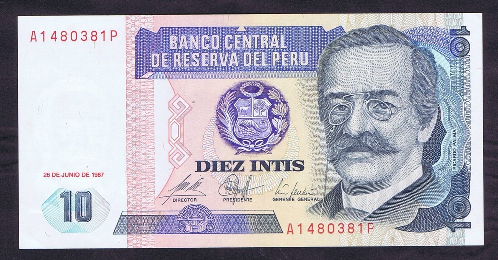 Banknote Peru 1987 - Diez Intis - Uncirculated UNC