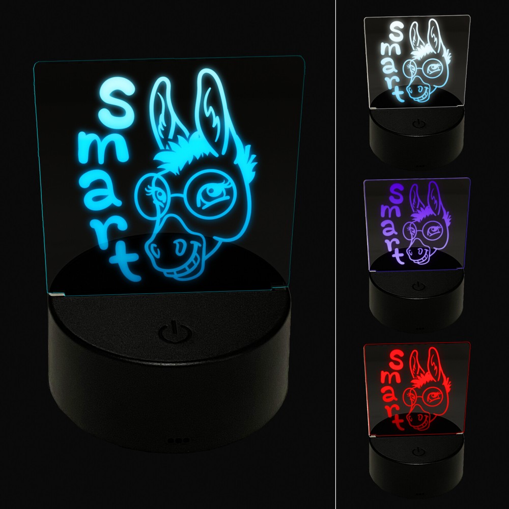 Smart Donkey with Glasses 3D LED Night Light Illusion Lamp