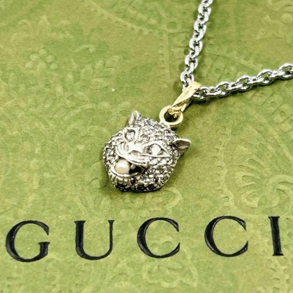 Gucci Le Marche Des Merveilles Cat 18K Rose Gold Necklace