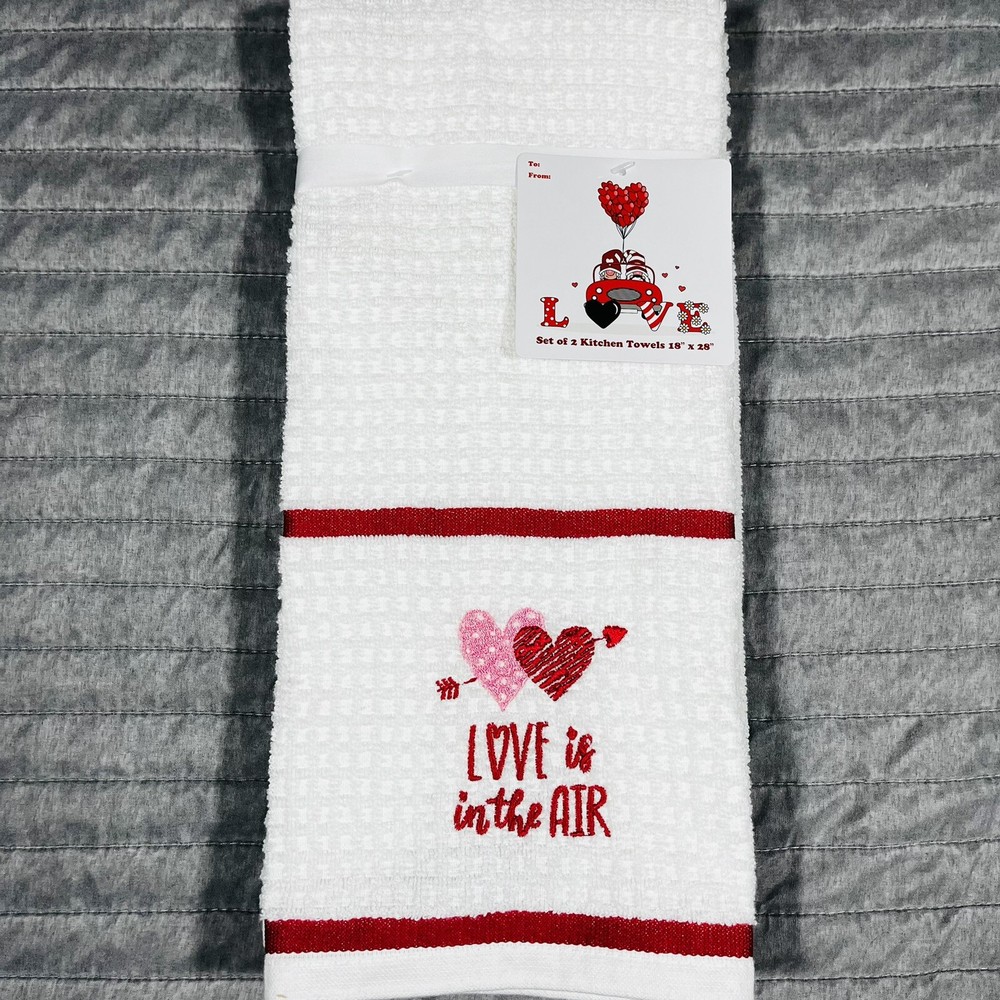 Valentine’s Day 2-Pold Pack Love Heart Hand Towels for Anniversary Gifts  
