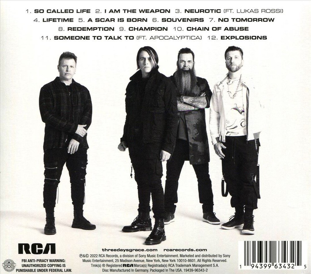 Three Days Grace Explosions Album CD Rock Music