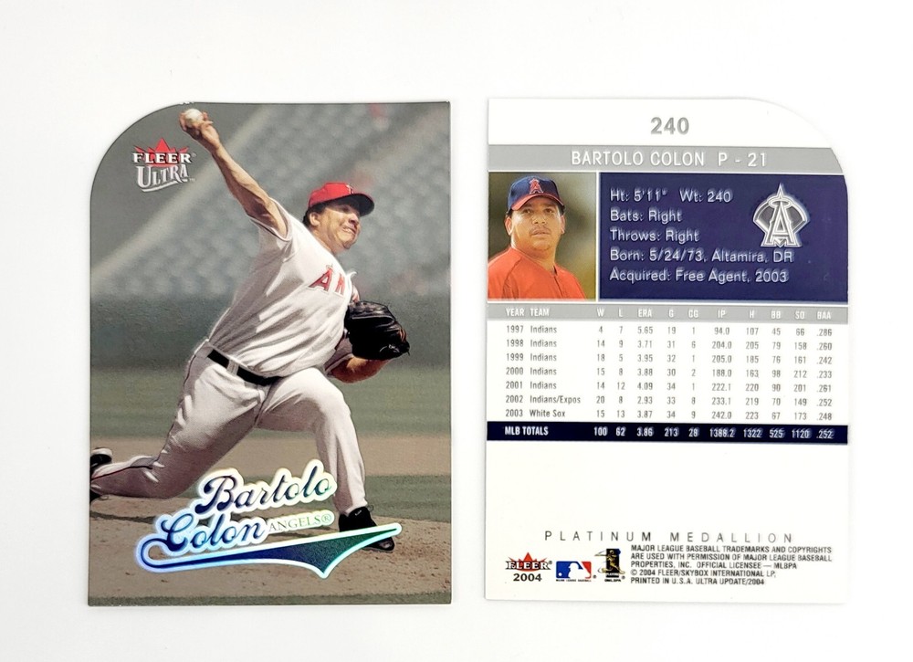 RARE PLATINUM MEDALLION DIE-CUT 2004 Ultra Bartolo Colon 240 ANAHEIM ANGELS