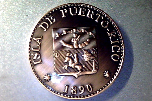 1890 DIEZ CENTIMOS,  ISLA DE PUERTO RICO, BORINQUEN, COPPER FANTASY COIN