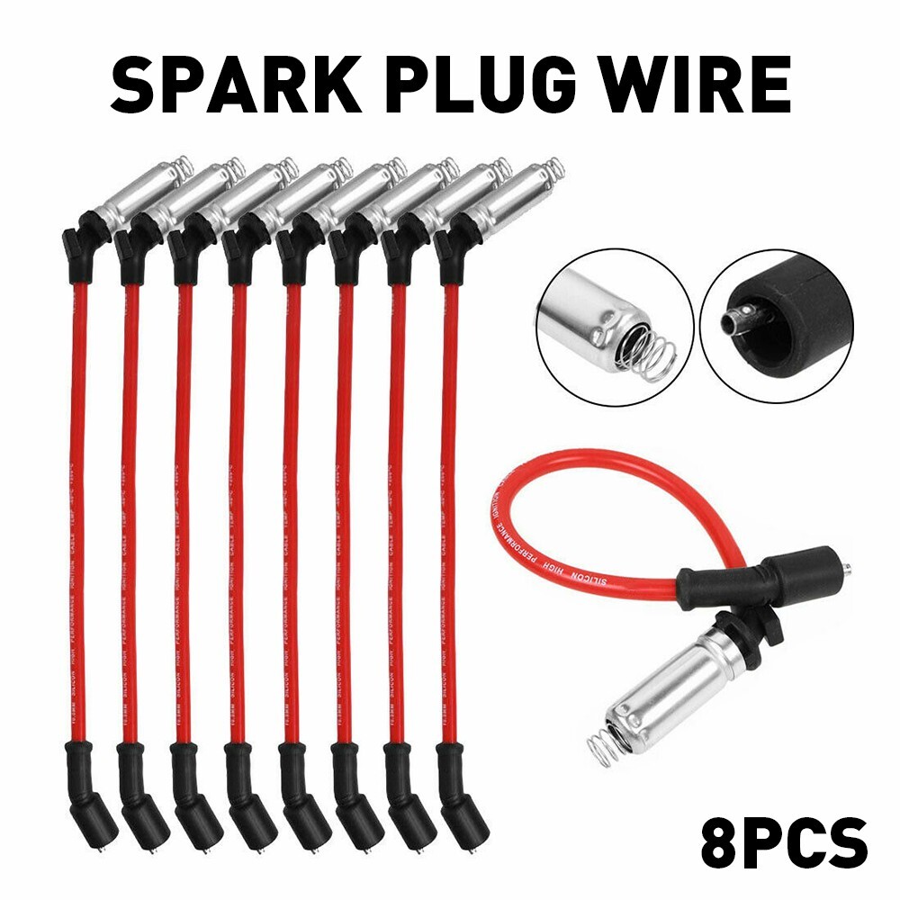 8 PCS Red Car Auto Spark Plug Wire Parts For Fit for Buick Cadillac Chevy GMC US
