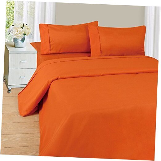 Series 1200 4 Piece Queen Rust Sheet & Pillowcase Sets, Cinnamon