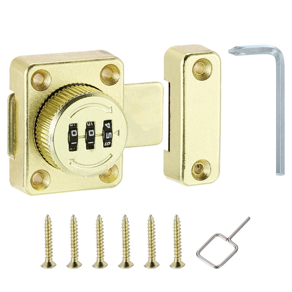 Gold Cabinet Safety Lock with L-Screwdriver & Combination Latch-image
