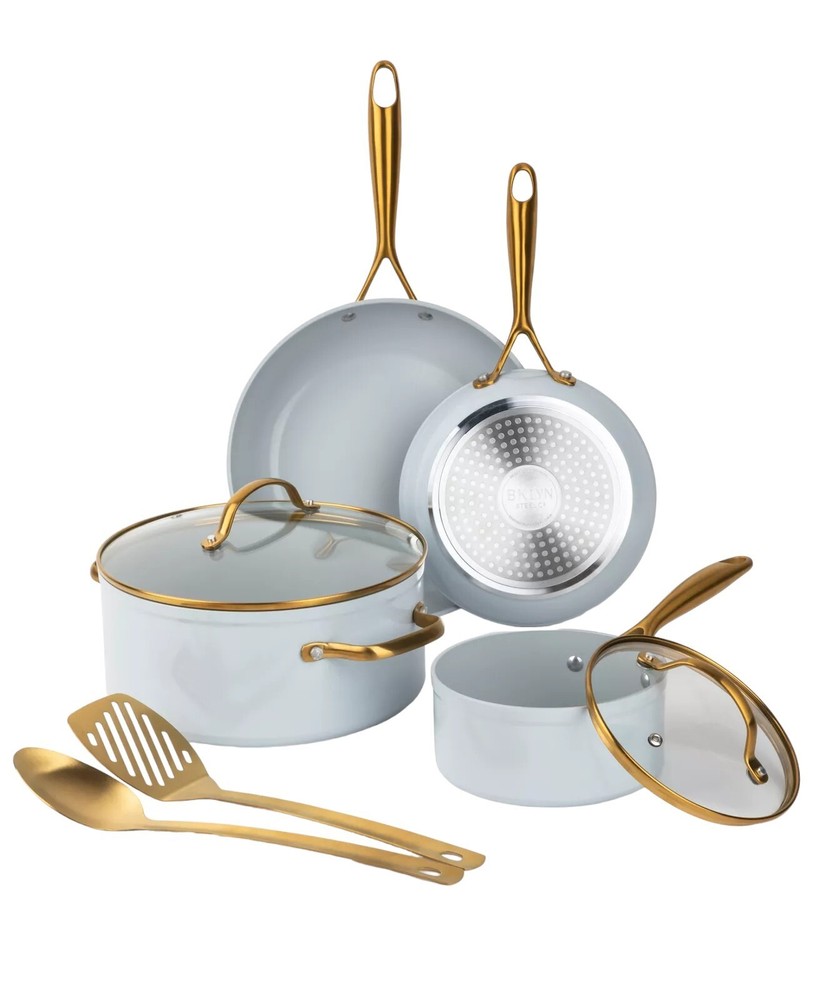 BROOKLYN STEEL Supernova Dusty Blue  Aluminum 8 Piece Cookware Set