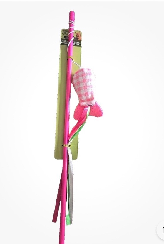 Greenbrier Kennel Club Pink Interactive Fishing Pole Cat Toy for Playful Cats