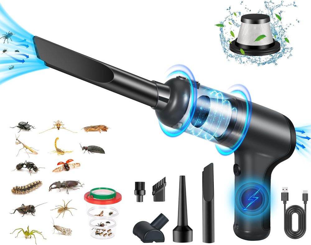 Upgraded 9000PA Cordless Bug Vacuum High Power Handheld Portable for Home Pest Control  