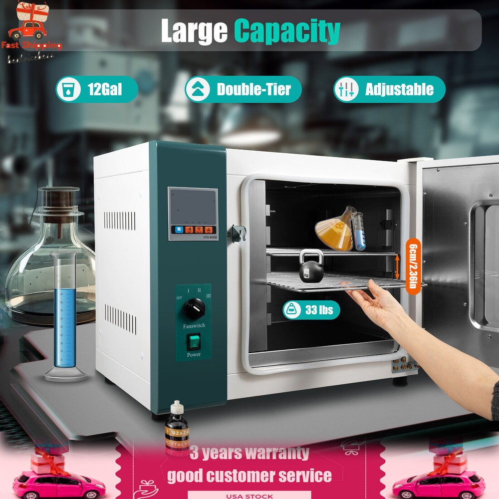 Lab Thermostatic Electric Incubator Box Forced Air Convection Drying Oven 1000W