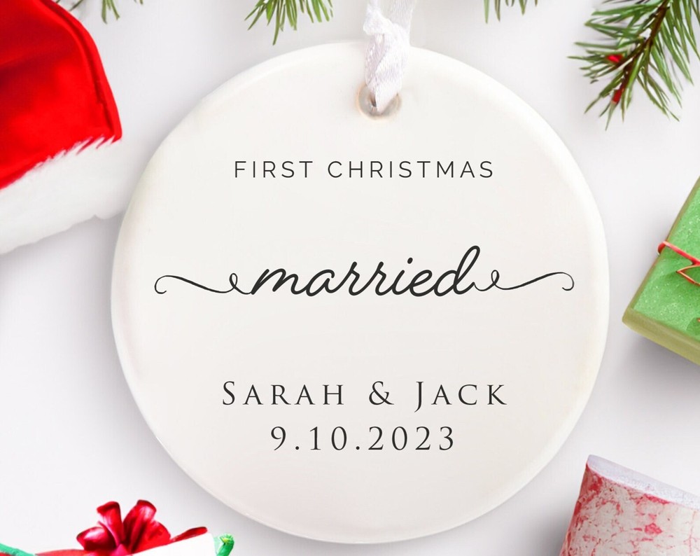 Christmas Couples Ornament Personalized Ceramic Dcor Keepsake For Couples First
